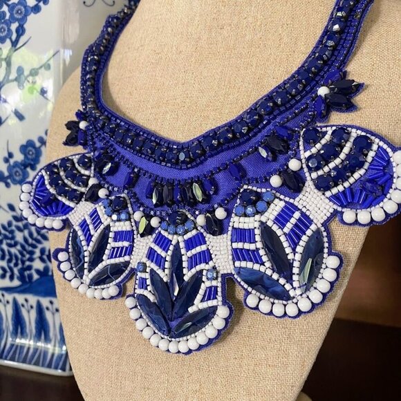 Stella & Dot RARE Production Sample Statement Necklace Royal Blue - Picture 2 of 4